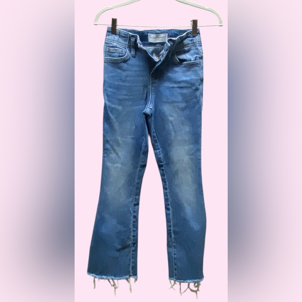 Flying Monkey Distressed Hi Rise Crop Flare 22”